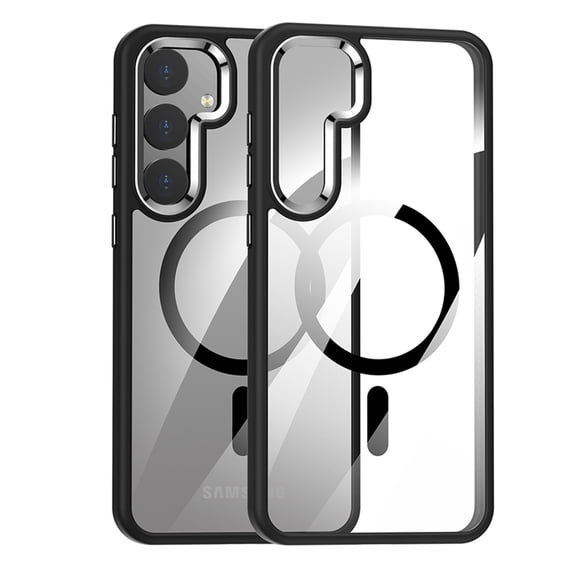 Magnetic Case Compatible with Samsung Galaxy S24 Plus, Compatible with MagSafe Wireless Charging, Hybird Rubber Transparent Anti-Scratch Back Shockproof Protective Slim Thin Phone Cover, Black