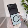 thumbnail image 1 of Magnetic Case Compatible for Samsung Galaxy Z Flip 7, Plain PU Leather Hard PC Shockproof Bumper Protective Phone Case Cover Support Wireless Charging for Samsung Galaxy Z Flip 7, Blue, 1 of 10