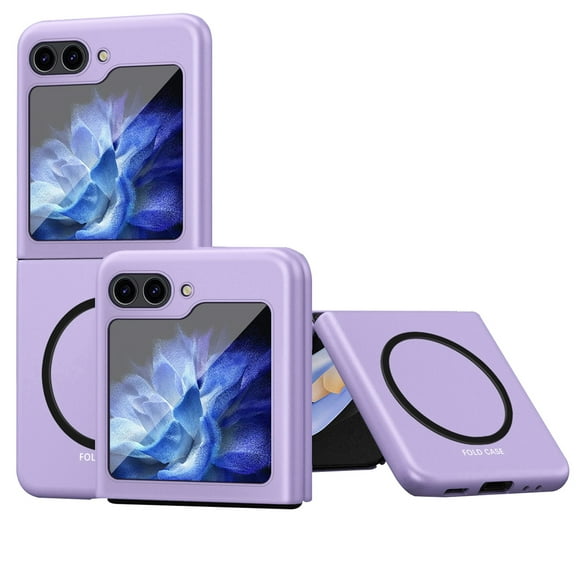 Magnetic Case Compatible for Samsung Galaxy Z Flip 7, Slim Lightweight Back Non-Slip Hard PC Shockproof Bumper Protective Phone Case Skin-Feel Cover for Samsung Galaxy Z Flip 7, Purple