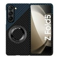 thumbnail image 1 of Magnetic Case Compatible with Samsung Galaxy Z Fold 6 with 360 Rotating Ring Kickstand, Aramid Carbon Fiber Ultra-Thin Shockproof Protective Cover for Z Fold 6 Compatible with MagSafe, Blackblue, 1 of 8