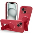 thumbnail image 1 of Magnetic Case Compatible for iPhone 13, [Built-in Invisible Kickstand] [Support Wireless Charging] [Military Grade Shockproof] Heavy Duty Rugged Phone Case for iPhone 13, Red, 1 of 7