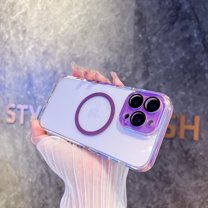 Magnetic Case Compatible with iPhone 13, Compatible with MagSafe Wireless Charging, Transparent Anti-Scratch Back Shockproof Protective Slim Thin Rugged Phone Case Cover,Darkpurple