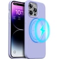 thumbnail image 1 of Magnetic Case Compatible for iPhone 14 Pro Max Case [Compatible with MagSafe] [+Screen Protector] Liquid Silicone Gel Rubber Full Body Protective Cover Case 6.7 Inch-Pastel Lilac, 1 of 14