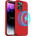 thumbnail image 1 of Magnetic Case Compatible for iPhone 14 Pro Max Case [Compatible with MagSafe] [+Screen Protector] Liquid Silicone Gel Rubber Full Body Protective Cover Case 6.7 Inch-Red, 1 of 12