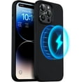 thumbnail image 1 of Magnetic Case Compatible for iPhone 14 Pro Max Case [Compatible with MagSafe] [+Screen Protector] Liquid Silicone Gel Rubber Full Body Protective Cover Case 6.7 Inch-Black, 1 of 7