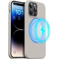 thumbnail image 1 of Magnetic Case Compatible for iPhone 14 Pro Max Case [Compatible with MagSafe] [+Screen Protector] Liquid Silicone Gel Rubber Full Body Protective Cover Case 6.7 Inch-Stone Gray, 1 of 13