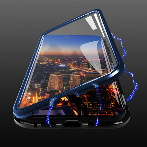 Magnetic Case Compatible with Samsung Galaxy Note 10 Double Side Clear Tempered Glass Full Body Case-Black