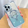 thumbnail image 1 of Magnetic Case Designed for iPhone 13 Pro Glitter Case Luxury Plating Love Heart Compatible with MagSafe Clear Case with Camera Protector Protection Shockproof Cover for Women Girls-Blue, 1 of 12