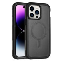 Magnetic Case Designed for iPhone 14 Pro, Compatible with MagSafe, Heavy-Duty Military Grade Protection Shockproof Armor Protective 2 In 1 Phone Cover for iPhone 14 Pro, Black