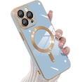 thumbnail image 1 of Magnetic Case Designed for iPhone 15 Pro for Women Girls Luxury Cute Plating Compatible with Magsafe iPhone Case Soft TPU Electroplate Edge Bumper Cover 15 Pro Cases Blue, 1 of 12