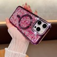 thumbnail image 1 of Magnetic Case Designed for iPhone 16 Pro Max Clear Glitter - Compatible with MagSafe Charger Phone Case for Women Girls, Full-Body Shockproof Protective Case Cover for iPhone 16 Pro Max - Purple, 1 of 7