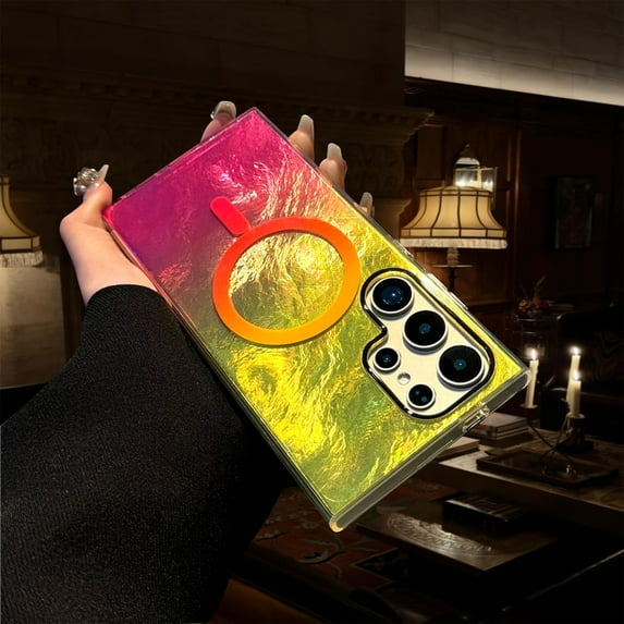 Magnetic Case For MagSafe Compatible Ultra-Thin Protective Shockproof high-end colorful gradient glacier pattern anti-fall Phone Case