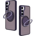 thumbnail image 1 of Magnetic Case for Galaxy S24 Plus [Military Grade Drop Protection] with 360° Rotatable Ring Stand [Compatible with MagSafe] Shockproof Translucent Matte Back Samsung Galaxy S24+ Cover Purple, 1 of 8