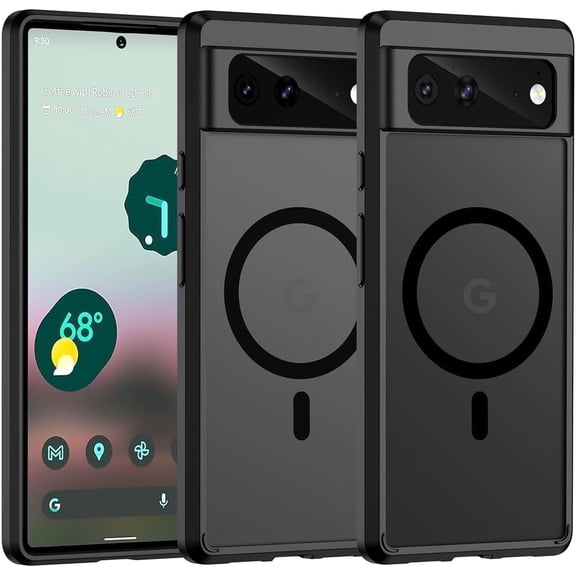 Magnetic Case for Google Pixel 6, Translucent Matte Anti-Fingerprint,Compatible with MagSafe,Slim Fit Shockproof Protective Phone Case for Pixel 6 Case (Transparent Black)