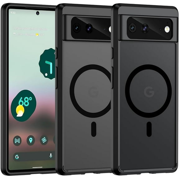 Magnetic Case for Google Pixel 6, Translucent Matte Anti-Fingerprint,Compatible with MagSafe,Slim Fit Shockproof Protective Phone Case for Pixel 6 Case (Transparent Black)