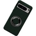 thumbnail image 1 of Magnetic Case for Google Pixel 7A Case with Kickstand & Ring Holder, [Compatible with MagSafe] Carbon Fiber Slim Ultra Aramid Fiber Anti-Scratch Shockproof Case, Green, 1 of 8