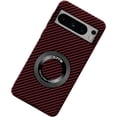 thumbnail image 1 of Magnetic Case for Google Pixel 7A Case with Kickstand & Ring Holder, [Compatible with MagSafe] Carbon Fiber Slim Ultra Aramid Fiber Anti-Scratch Shockproof Case, Red, 1 of 7