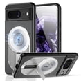 thumbnail image 1 of Magnetic Case for Google Pixel 8 with Hidden Kickstand, [Mag-Safe Charging] [Military-Grade Drop Protection] Rugged Heat Dissipation Frosted Back Phone Case for Google Pixel 8, Silver, 1 of 11