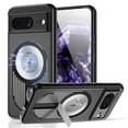 thumbnail image 1 of Magnetic Case for Google Pixel 8 with Hidden Kickstand, [Mag-Safe Charging] [Military-Grade Drop Protection] Rugged Heat Dissipation Frosted Back Phone Case for Google Pixel 8, Black, 1 of 11