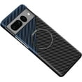 thumbnail image 1 of Magnetic Case for Google Pixel 8 Pro Case Compatible with MagSafe Carbon Fiber Slim Ultra Aramid Fiber Anti-Scratch MIL-Grade Protection Shockproof Case, Black&Blue, 1 of 8