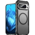 thumbnail image 1 of Magnetic Case for Google Pixel 8 Pro Case Compatible with Magsafe Carbon Fibre Delicate Matte Texture Soft Silicone Semi-Translucent Back Airbag Anti Drop Lens Protection Shock Case, Black, 1 of 13