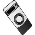 thumbnail image 1 of Magnetic Case for Google Pixel 8 Pro Case with Kickstand & Ring Stand, [Compatible with MagSafe] Vegan Leather Non-Slip Enhanced Grip Military Grade Shockproof Camera Lenses Case, White, 1 of 8