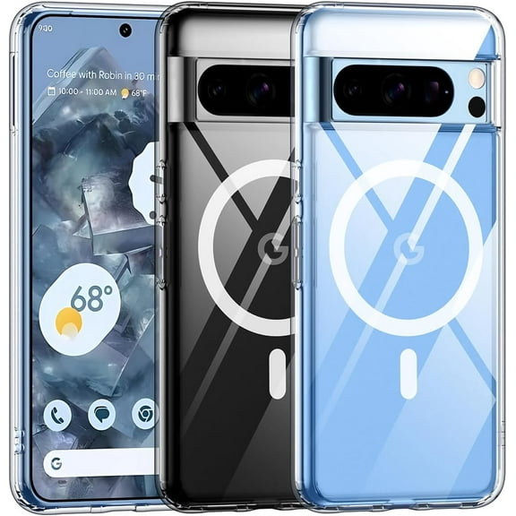 Magnetic Case for Google Pixel 8 Pro, Transparent and Yellow Resistant,Compatible with MagSafe,Slim Fit Shockproof Protective Phone Case for Pixel 8 Pro Case (Clear)