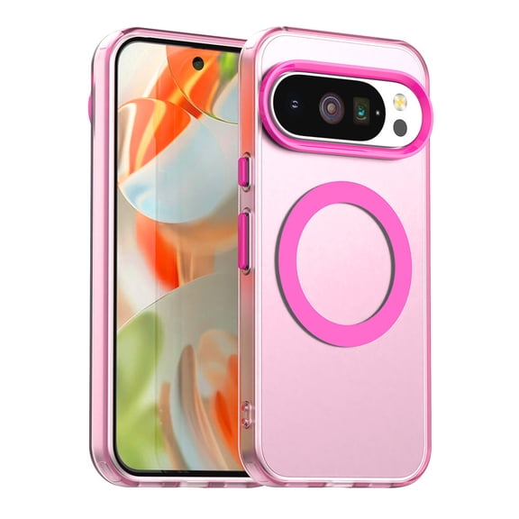Magnetic Case for Google Pixel 8, [Stronger Magnet] Compatible with MagSafe, Crystal Clear Protective Phone Cover, Military Grade Drop Tested Shockproof Slim Hard PC Back,Rose