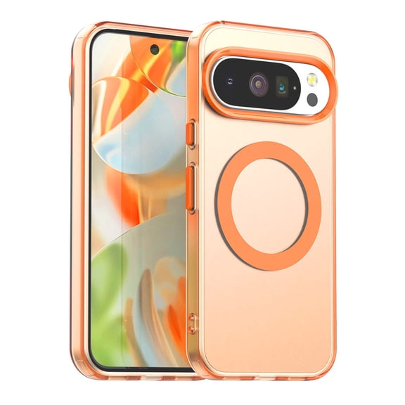 Magnetic Case for Google Pixel 8, [Stronger Magnet] Compatible with MagSafe, Crystal Clear Protective Phone Cover, Military Grade Drop Tested Shockproof Slim Hard PC Back,Orange