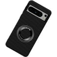 thumbnail image 1 of Magnetic Case for Google Pixel 9 Case with Kickstand & Ring Holder, [Compatible with MagSafe] Carbon Fiber Slim Ultra Aramid Fiber Anti-Scratch Shockproof Case, Black, 1 of 8