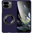 thumbnail image 1 of Magnetic Case for Google Pixel 9 Pro Fold Case with Kickstand & Ring Holder, [Compatible with MagSafe] Carbon Fiber Slim Ultra Aramid Fiber Anti-Scratch Shockproof Case, Purple, 1 of 8