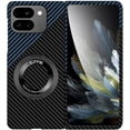 thumbnail image 1 of Magnetic Case for Google Pixel 9 Pro Fold Case with Kickstand & Ring Holder, [Compatible with MagSafe] Carbon Fiber Slim Ultra Aramid Fiber Anti-Scratch Shockproof Case, Black&Blue, 1 of 8