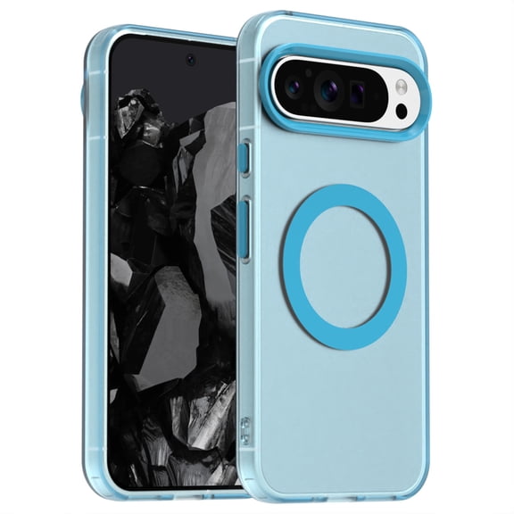 Magnetic Case for Google Pixel 9A, [Stronger Magnet] Compatible with MagSafe, Crystal Clear Protective Phone Cover, Military Grade Drop Tested Shockproof Slim Hard PC Back,Blue