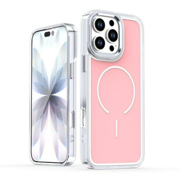 Magnetic Case For IPhone 16 Pro (6.3"),Compatible With MagSafe,Heavy-Duty Shockproof, Electroplated Dual Color Magnetic Phone Cover,Pink,For iPhone 16 Pro