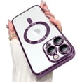 thumbnail image 1 of Magnetic Case Made for iPhone 16 Pro (6.3 Inch) [Built-in Camera Lens Protector] [Compatible with MagSafe] Soft TPU Anti-Scratch Shockproof Protective Slim Clear Case for Women Men&nbsp;- Purple, 1 of 6