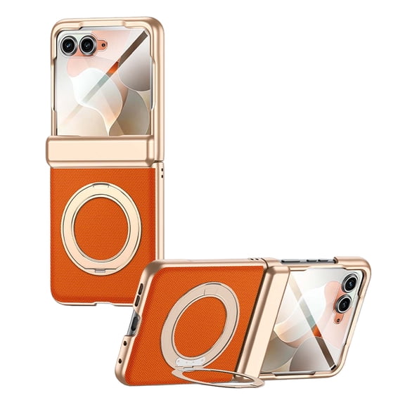Magnetic Case for Motorola Moto Razr+ Plus 2024/2026, Built-in HD Clear Screen Protector & 360° Rotating Ring Stand Full Protection Cover with Hinge Protection