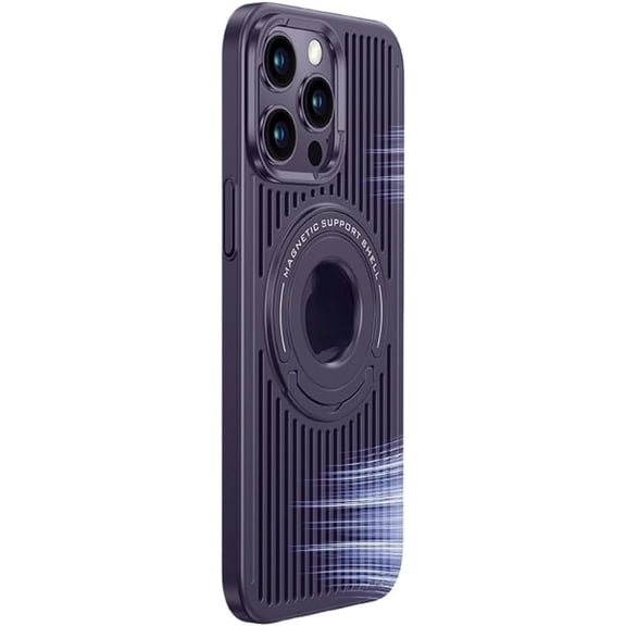 Magnetic Case New for iPhone 15 Pro Max, Cooling Gaming Kickstand Case Compatible with Wireless Charging Slim Hard PC Anti-Drop Protective Cover (Purple,iPhone 15 Pro Max)