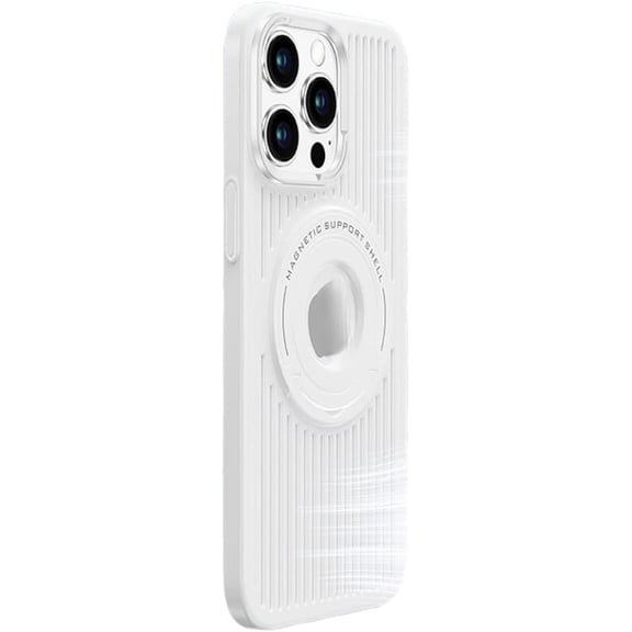 Magnetic Case New for iPhone 15 Pro Max, Cooling Gaming Kickstand Case Compatible with Wireless Charging Slim Hard PC Anti-Drop Protective Cover (White,iPhone 15 Pro Max)