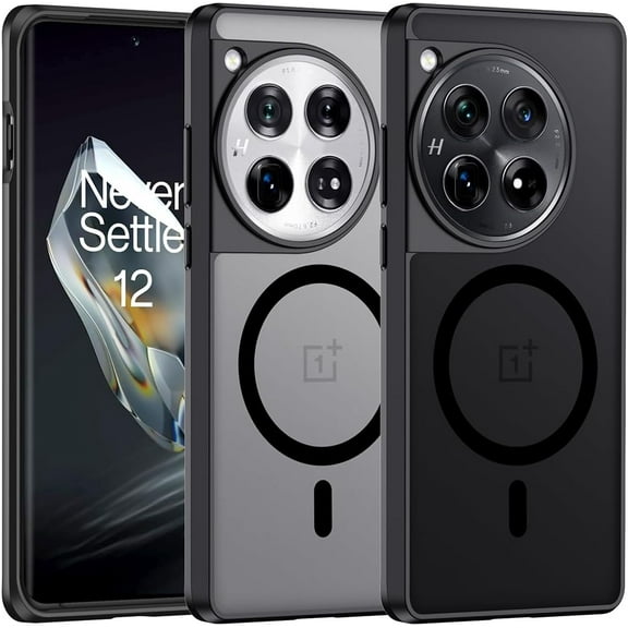 Magnetic Case for OnePlus 12 (2024), Translucent Matte Anti-Fingerprint,Compatible with MagSafe,Slim Fit Shockproof Protective Phone Case for OnePlus 12 5G Case (Transparent Black)