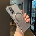 thumbnail image 1 of Magnetic Case for Samsung Galacxy S20 FE 5G with Gradient Glitter,[Compatible with MagSafe] Luxury Plating Cute Clear Bling Sparke Case for Women Girls,Shockproof TPU Protective Cover-Silver, 1 of 7