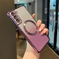 thumbnail image 1 of Magnetic Case for Samsung Galacxy S21 5G with Gradient Glitter,[Compatible with MagSafe] Luxury Plating Cute Clear Bling Sparke Case for Women Girls,Shockproof TPU Protector Cover-Purple, 1 of 7
