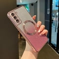 thumbnail image 1 of Magnetic Case for Samsung Galacxy S21 Plus 5G with Gradient Glitter,[Compatible with MagSafe] Luxury Plating Cute Clear Bling Sparke Case for Women Girls,Shockproof Protective Cover-Rose Gold, 1 of 7