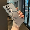 thumbnail image 1 of Magnetic Case for Samsung Galacxy S22 Ultra 5G with Gradient Glitter,[Compatible with MagSafe]Luxury Plating Cute Clear Bling Sparke Case for Women Girls,Shockproof TPU Protective Cover-Silver, 1 of 7