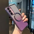 thumbnail image 1 of Magnetic Case for Samsung Galacxy S23 Plus 5G with Gradient Glitter,[Compatible with MagSafe]Luxury Plating Cute Clear Bling Sparke Case for Women Girls,Shockproof TPU Protective Cover-Purple, 1 of 6