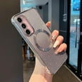 thumbnail image 1 of Magnetic Case for Samsung Galacxy S23 Plus 5G with Gradient Glitter,[Compatible with MagSafe]Luxury Plating Cute Clear Bling Sparke Case for Women Girls,Shockproof TPU Protective Cover-Silver, 1 of 7