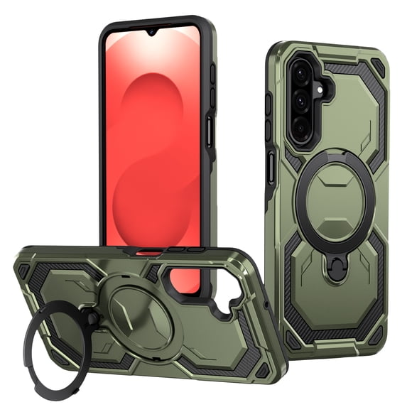 Magnetic Case for Samsung Galaxy A35 with 360 Rotating Stand,Compatible with Magsafe,Military Grade Protection,Shockproof Case with Kickstand & Ring Stand Heavy Duty Phone Cover,Green