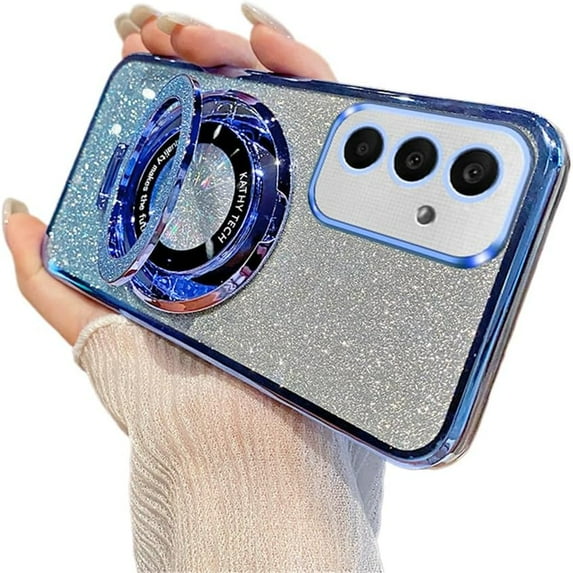 Magnetic Case for Samsung Galaxy A35 5G Case Sparkle Cute with Stand Phone Case Slim Clear Glitter Bling Card Shockproof Protective Women Girls TPU Case for Samsung Galaxy A35 5G Blue YD