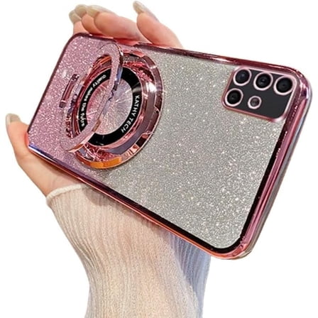 Magnetic Case for Samsung Galaxy A51 Case Sparkle Cute with Stand Phone Case Slim Clear Glitter Bling Card Shockproof Protective Women Girls TPU Case for Samsung Galaxy A51 4G Pink YD