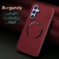 thumbnail image 1 of Magnetic Case for Samsung Galaxy A55, [Wireless Charging Support] Anti-Scratch PU Leather Shockproof Cover, Slim Anti-Fingerprint Lightweight Protective Case for Galaxy A55, Winered, 1 of 11
