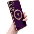 thumbnail image 1 of Magnetic Case for Samsung Galaxy S21 FE 6.4" [ Compatible with MagSafe ] Cute Heart Case for Women Girls Luxury Plating Soft Bumper Full Camera Lens Protection S21 FE Cover (Deep Purple), 1 of 11
